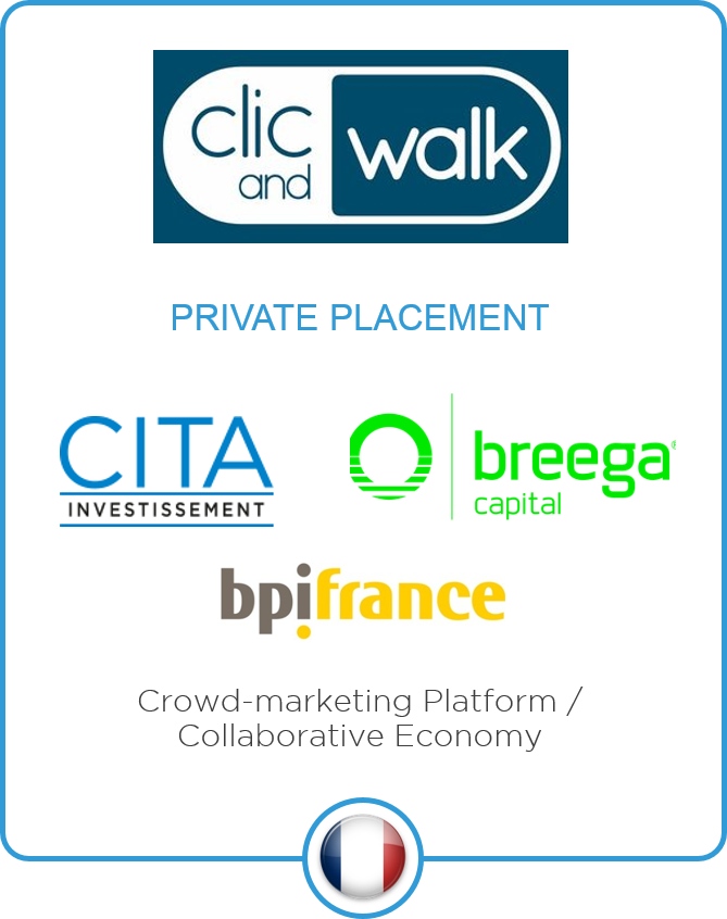 LD&A Jupiter advises the crowdmarketing platform Clic and Walk for its EUR 3.5 M fundraising with CITA Investissement, Bpifrance and Breega Capital