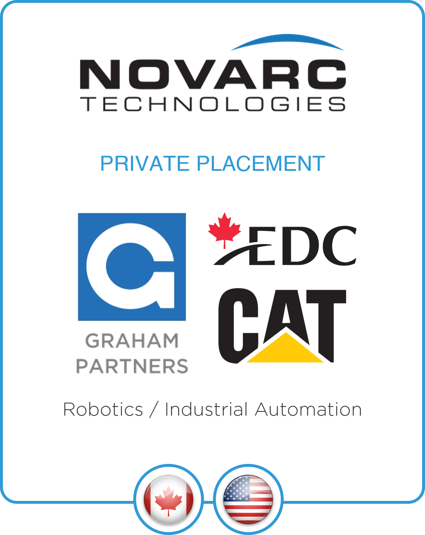 Drake Star Acts as Exclusive Advisor to Novarc Technologies on Fundraising Round With Caterpillar Venture Capital